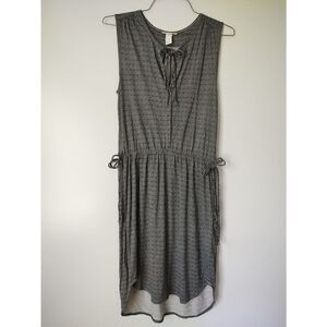 H&M Women's Size Small White Black Sleeveless Stretch HI Lo Hem Midi Dress